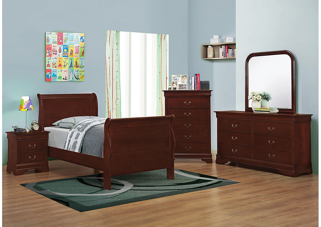 Cherry Full Bed, Dresser, Mirror & Nightstand,ABF Coaster Furniture