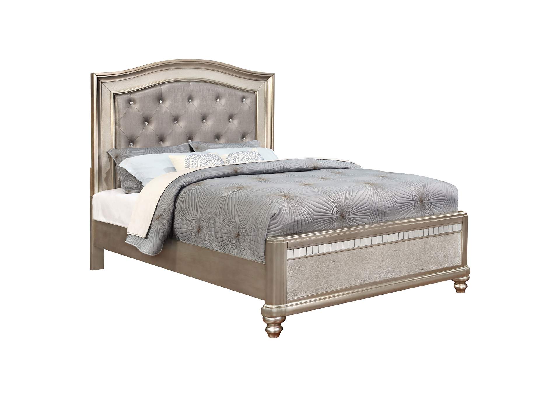 Bling Game Eastern King Panel Bed Metallic Platinum,Coaster Furniture