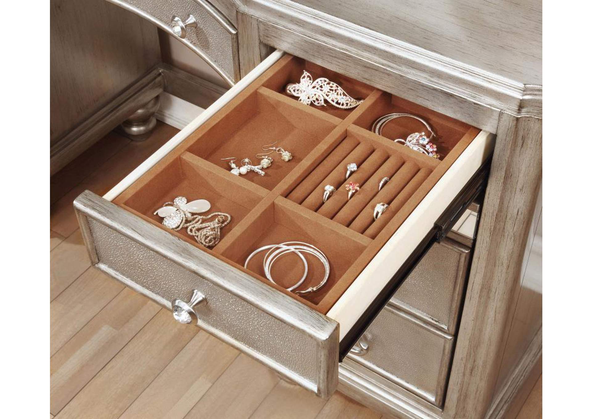 Bling Game 9 - drawer Vanity Desk Metallic Platinum,Coaster Furniture