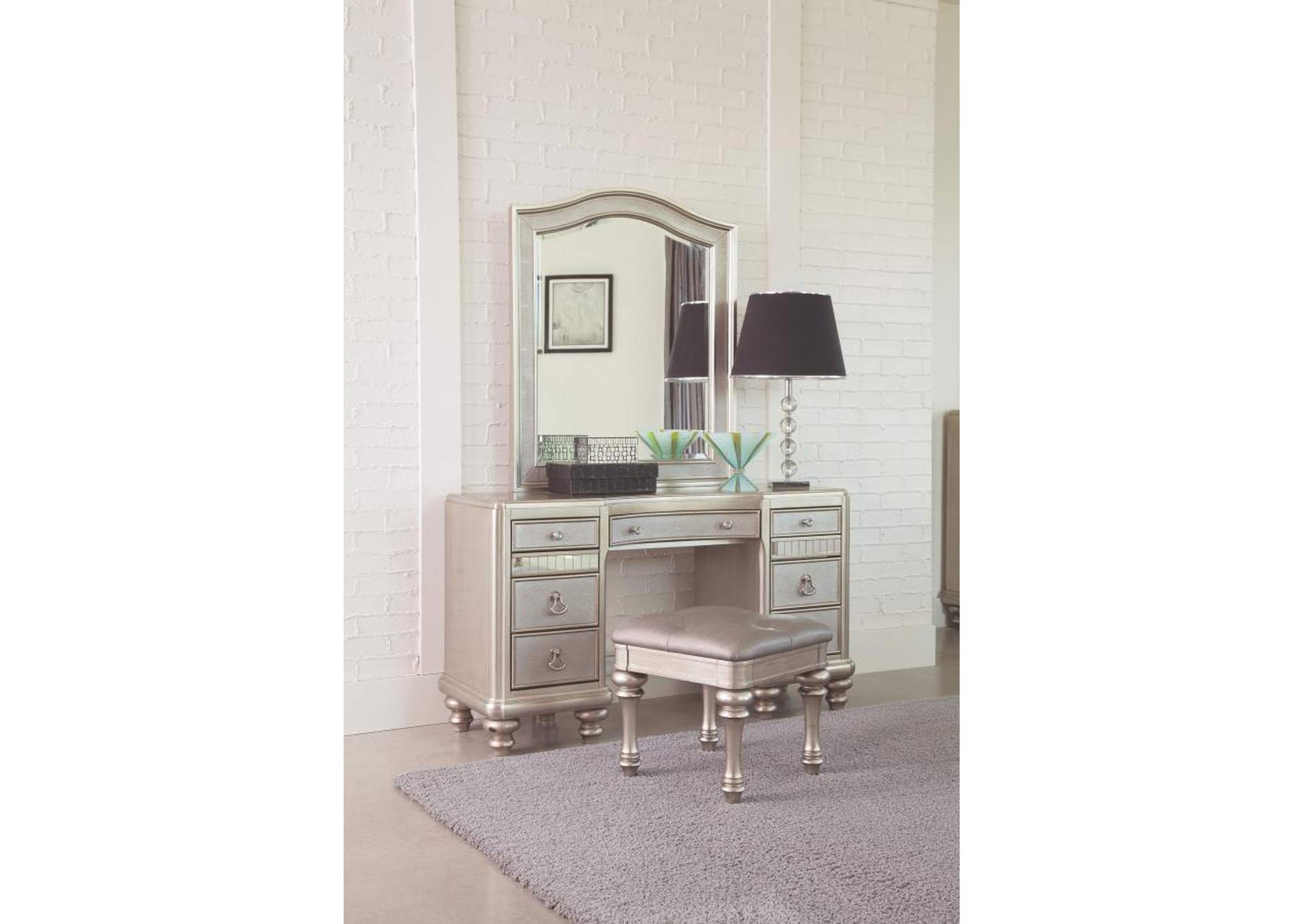 Bling Game 9-Drawer Vanity Desk Metallic Platinum,Coaster Furniture