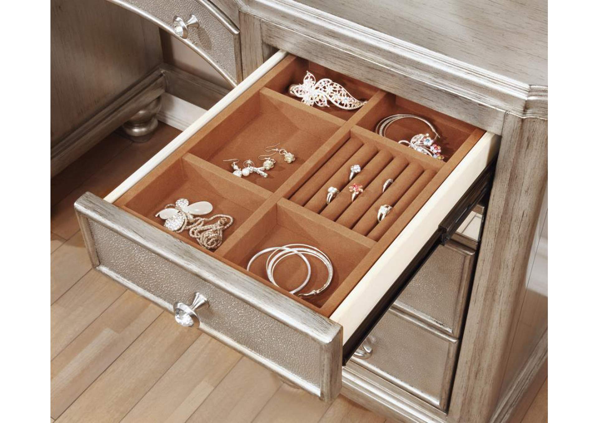 9-drawer Vanity Desk Metallic Platinum,Coaster Furniture