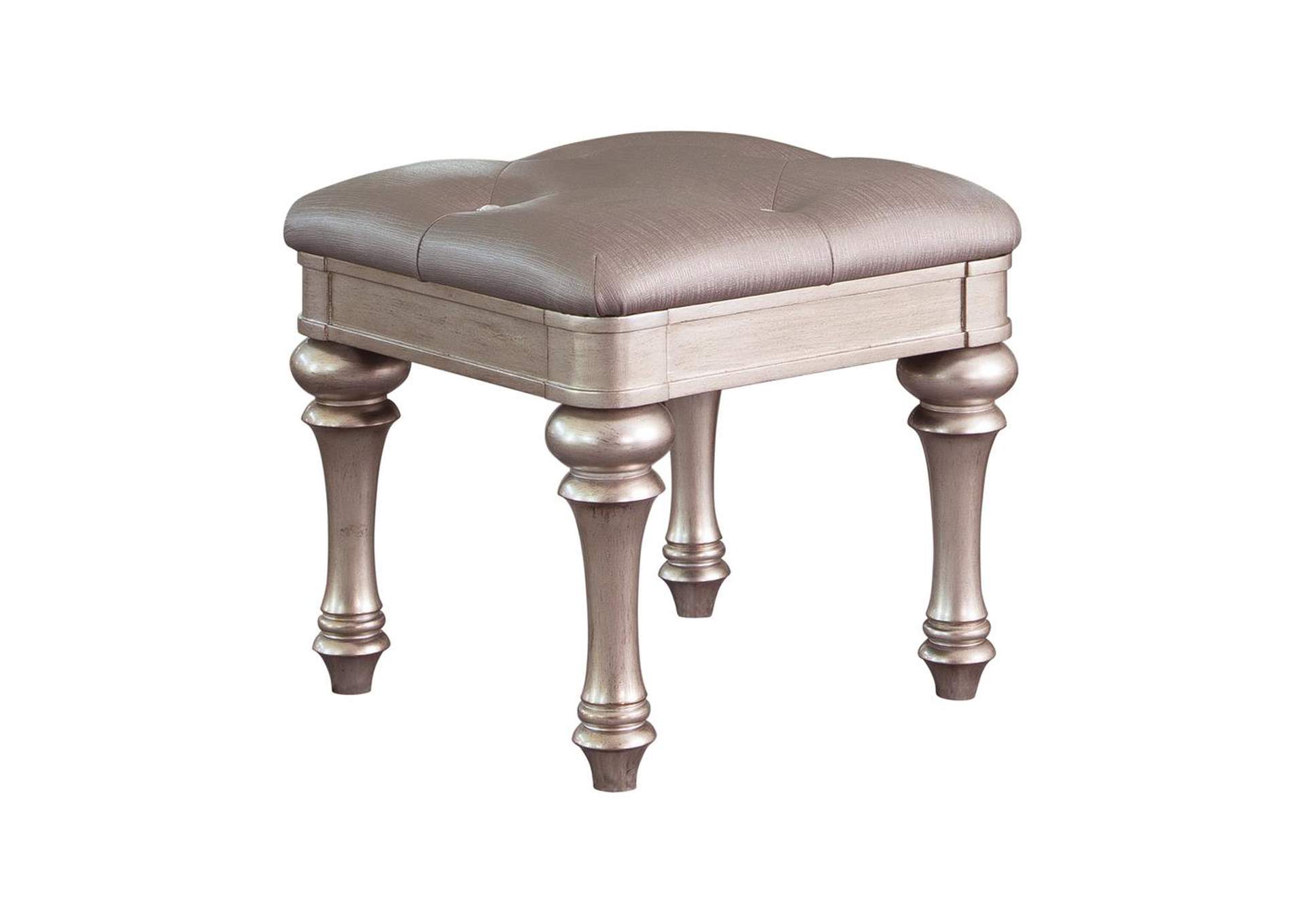 Upholstered Vanity Stool Metallic, Upholstered Vanity Stools And Benches