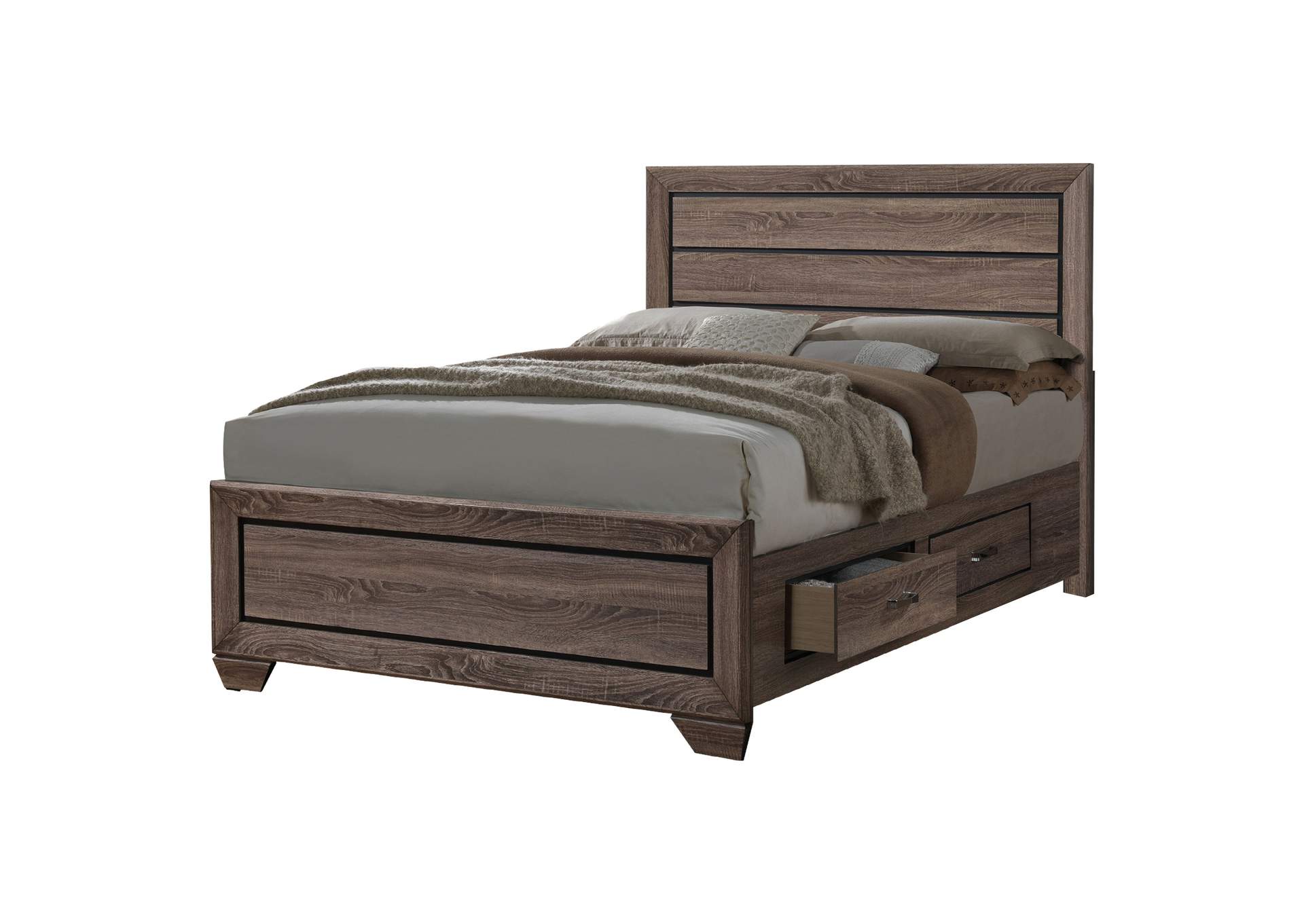 Kauffman Eastern King Storage Bed Washed Taupe,Coaster Furniture