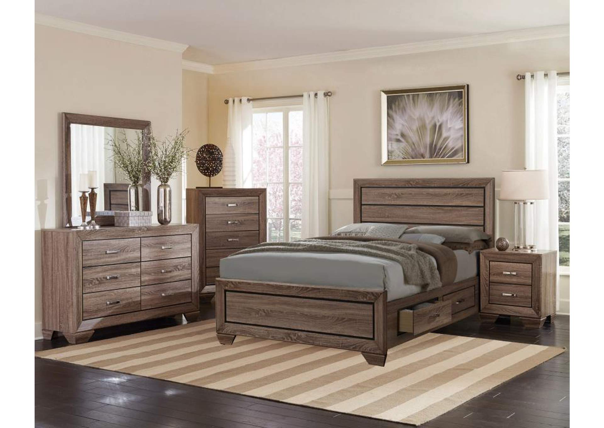 Kauffman Queen Storage Bed Washed Taupe,Coaster Furniture
