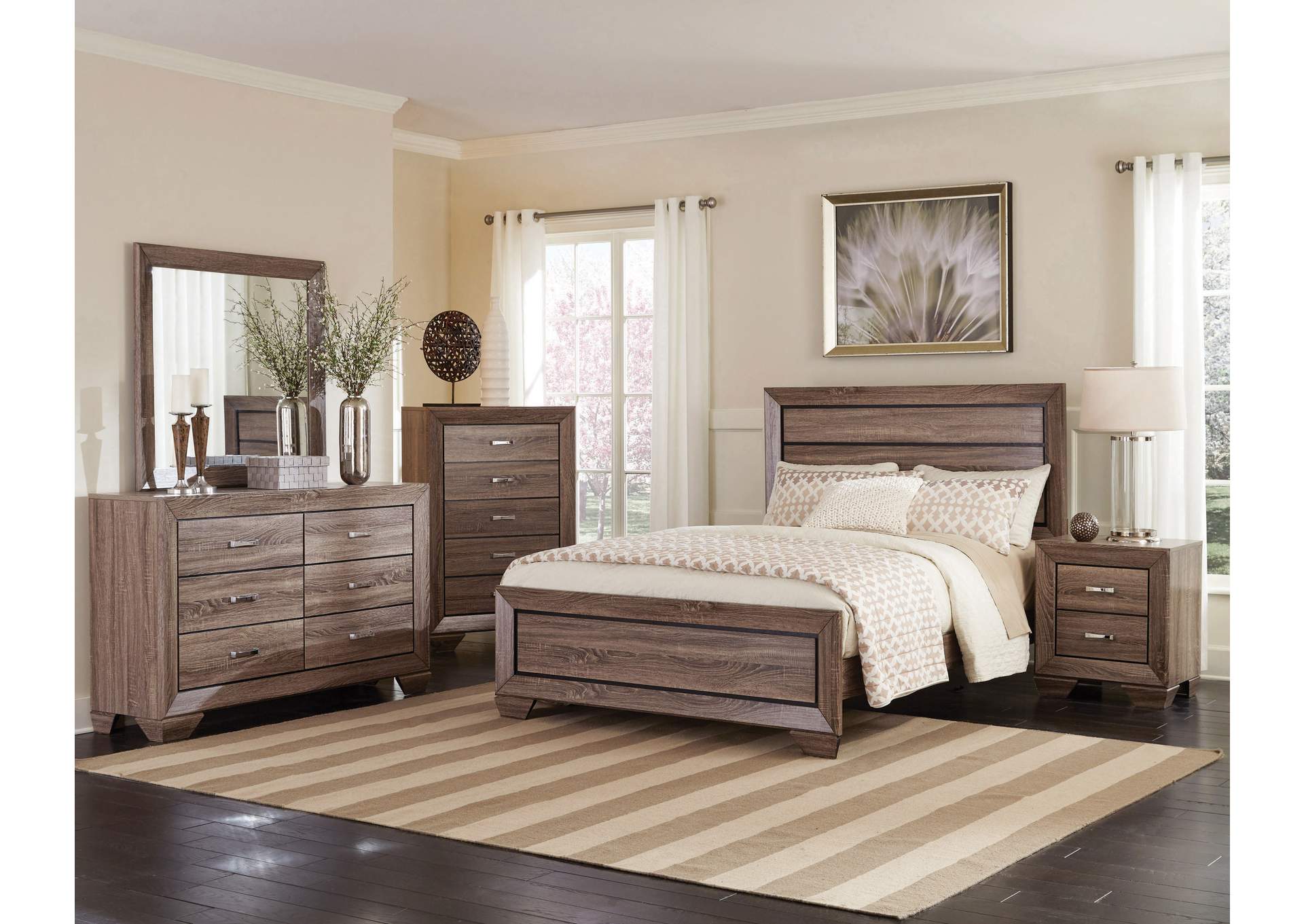 Kauffman California King Panel Bed Washed Taupe,Coaster Furniture