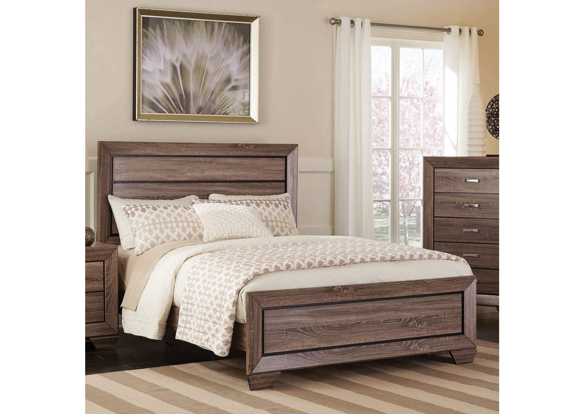 Kauffman Queen Panel Bed Washed Taupe,Coaster Furniture