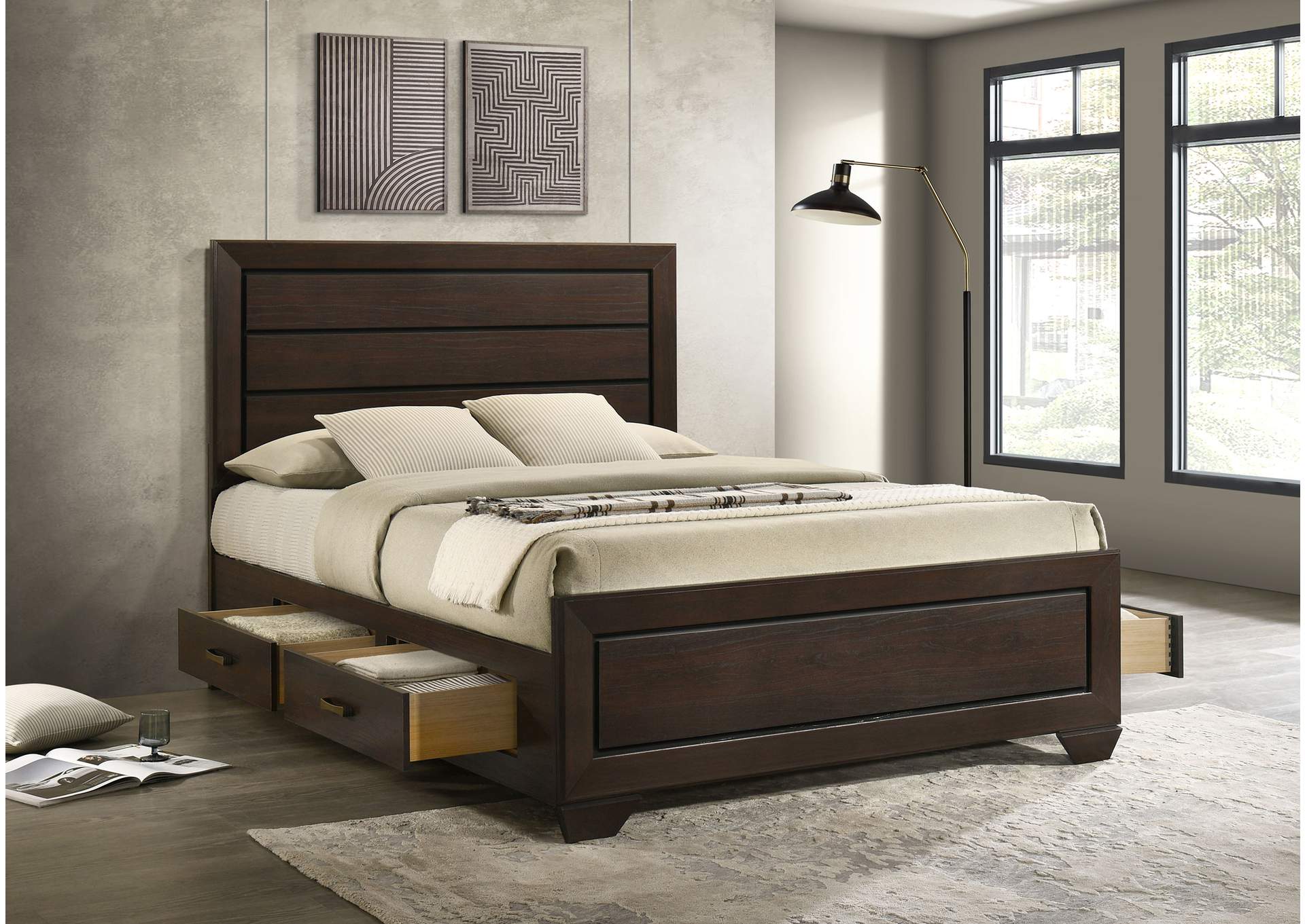 Kauffman Eastern King Storage Bed Dark Cocoa,Coaster Furniture