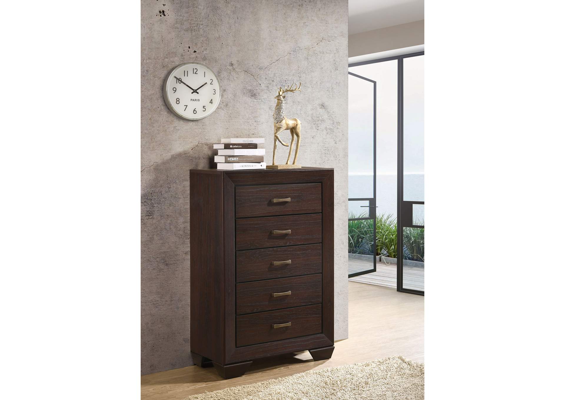 Kauffman 5-drawer Chest Dark Cocoa,Coaster Furniture