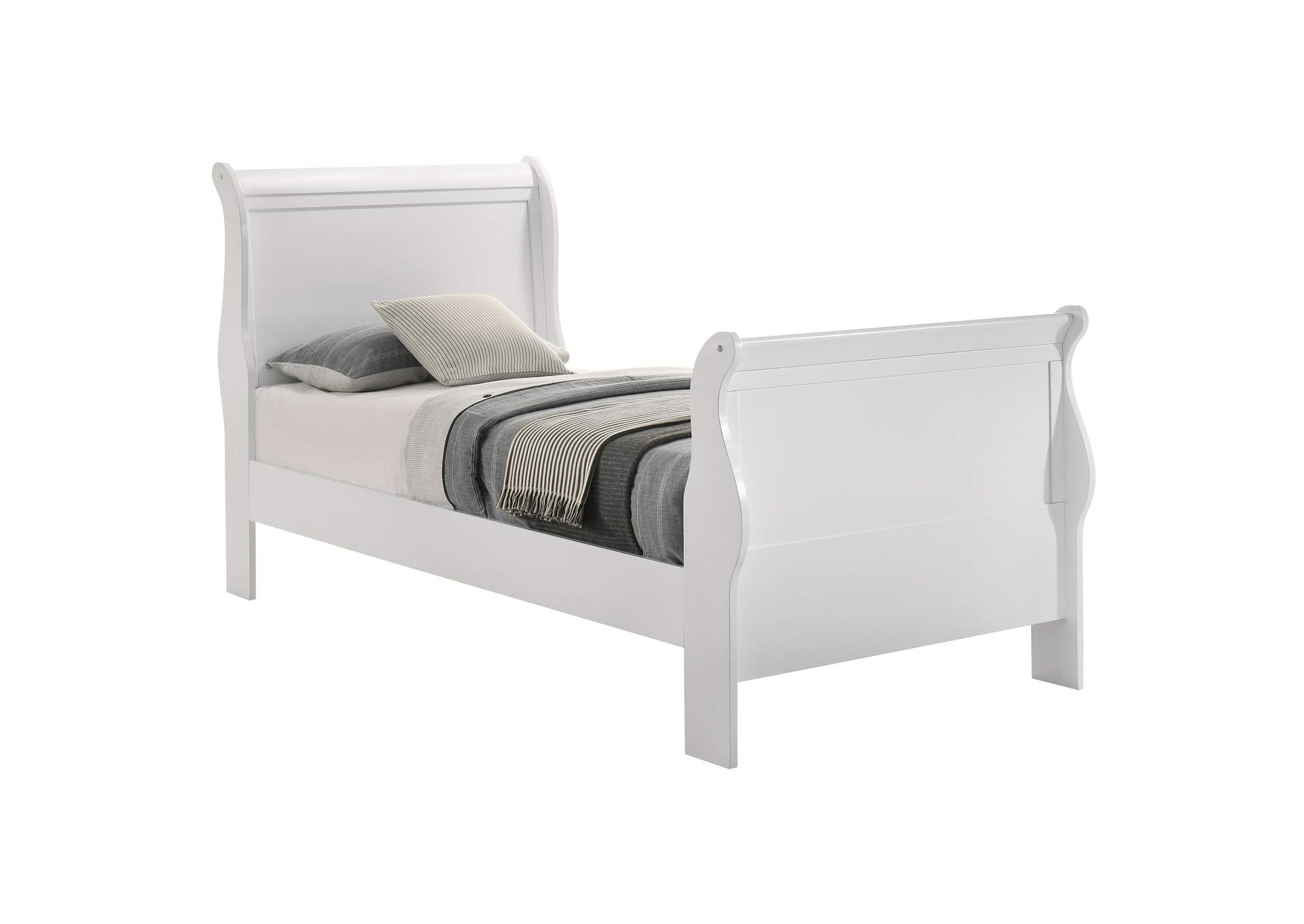 Louis Philippe Twin Sleigh Panel Bed White,Coaster Furniture