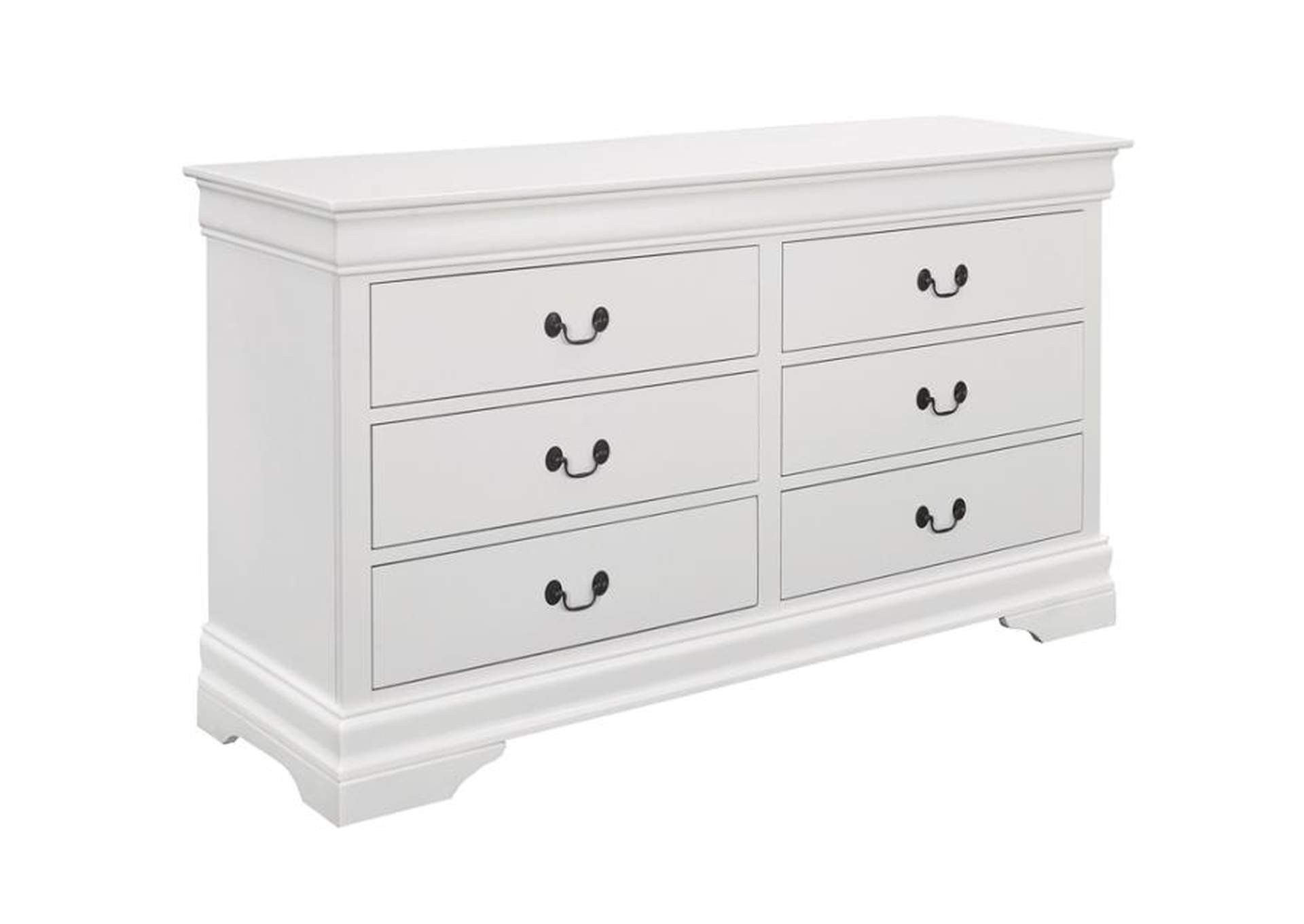 Louis Philippe 6-drawer Dresser White,Coaster Furniture