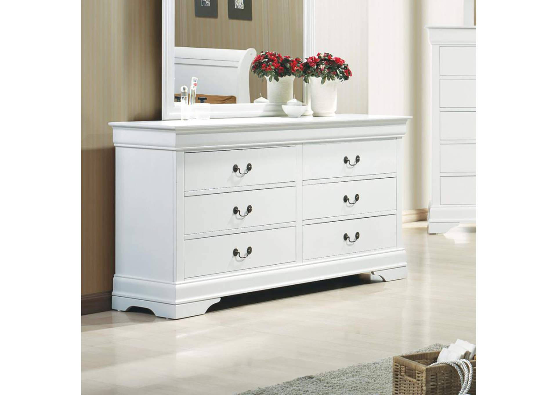 Louis Philippe 6-Drawer Dresser White,Coaster Furniture