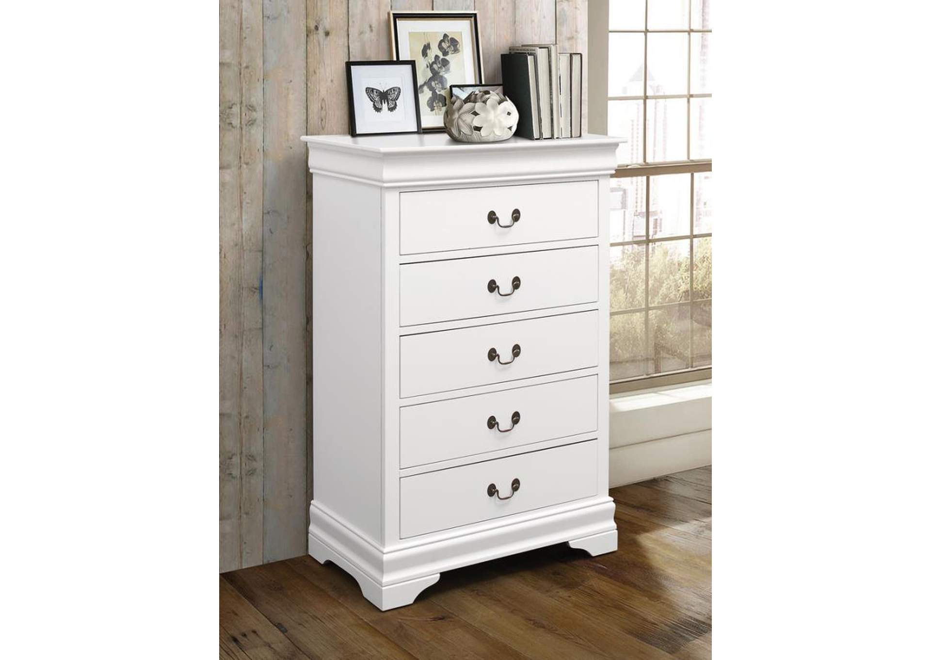 Louis Philippe 5 - drawer Chest White,Coaster Furniture