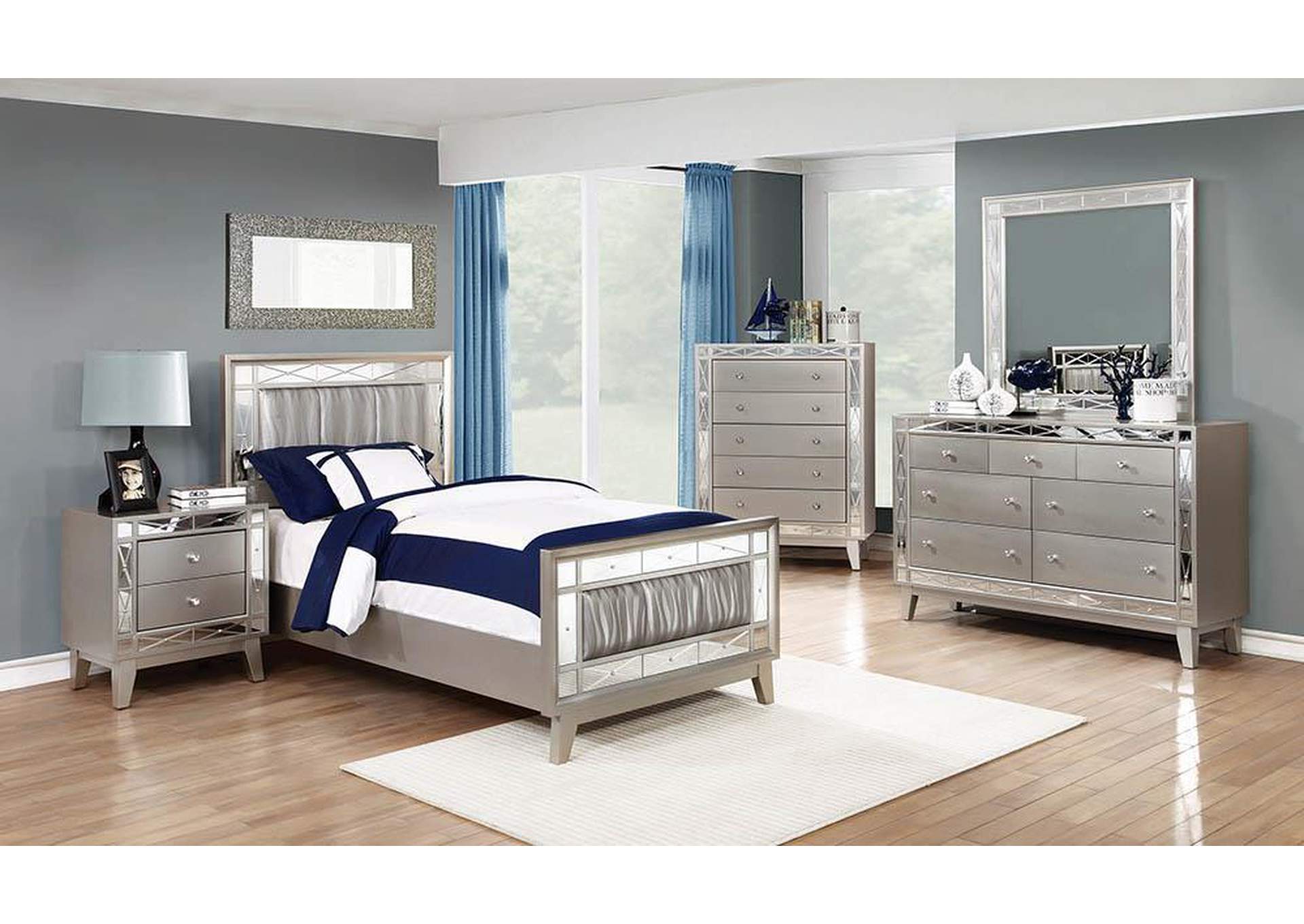 Leighton Contemporary Metallic Twin Bed,Coaster Furniture