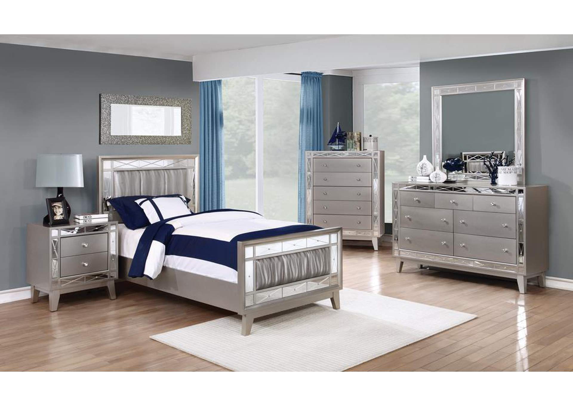 Leighton Contemporary Metallic Twin Bed,Coaster Furniture