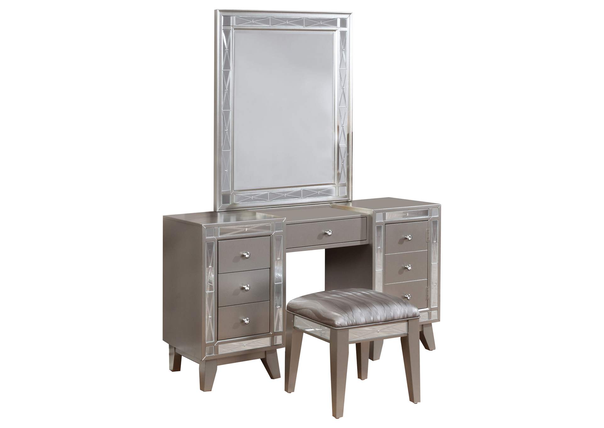 Leighton 3-piece Vanity Set Metallic Platinum,Coaster Furniture