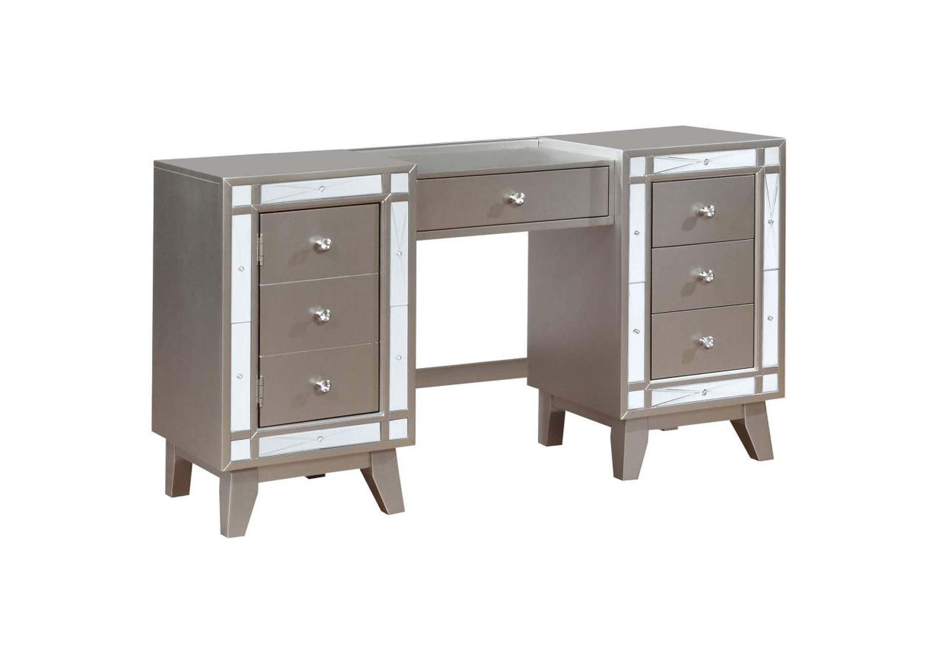 Leighton Vanity Desk and Stool Metallic Mercury,Coaster Furniture