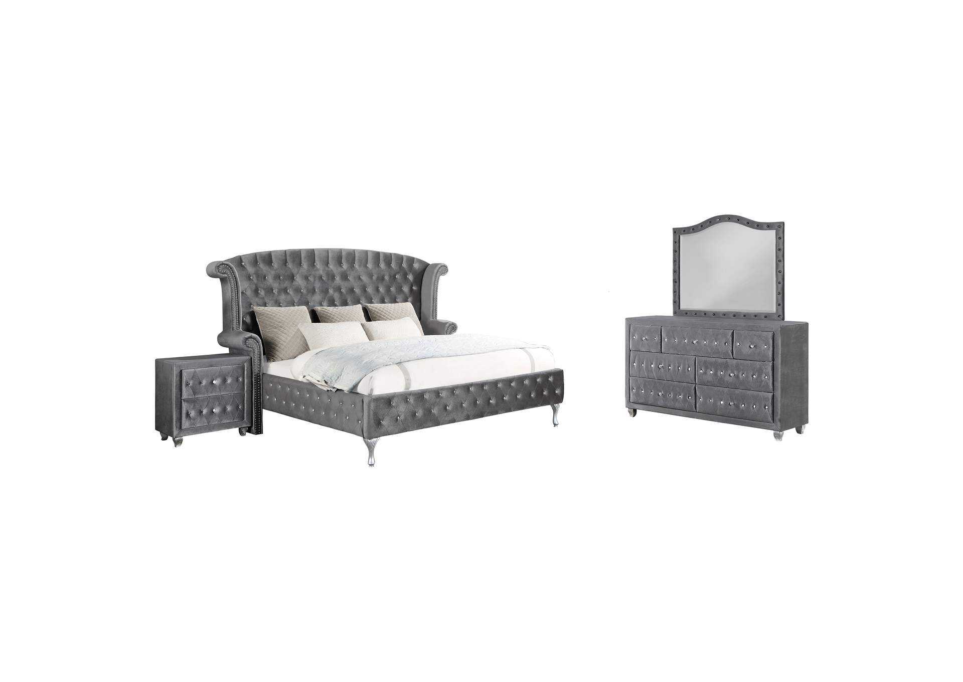 Deanna Upholstered Tufted Bedroom Set Grey,Coaster Furniture