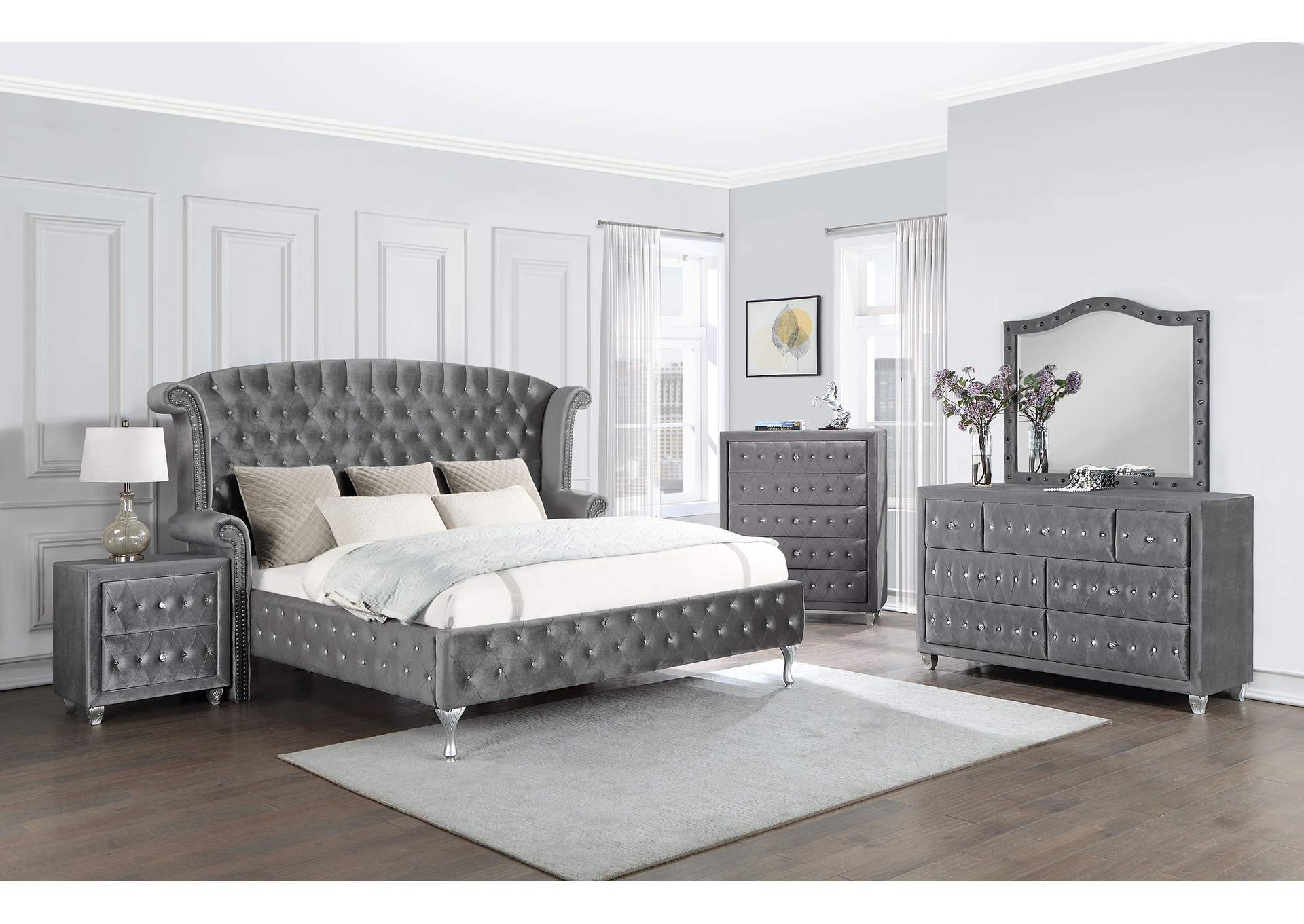 Deanna Upholstered Tufted Bedroom Set Grey,Coaster Furniture