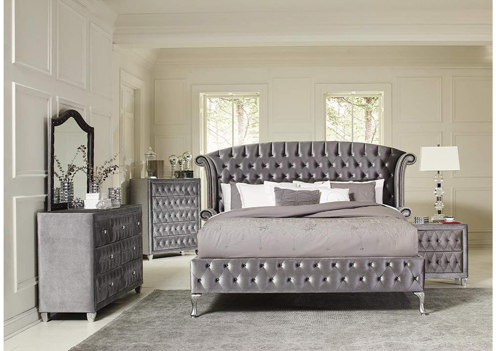 Deanna Contemporary Metallic California King Bed,Coaster Furniture