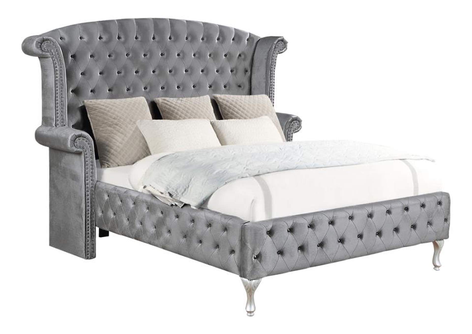 Deanna California King Tufted Upholstered Bed Grey,Coaster Furniture