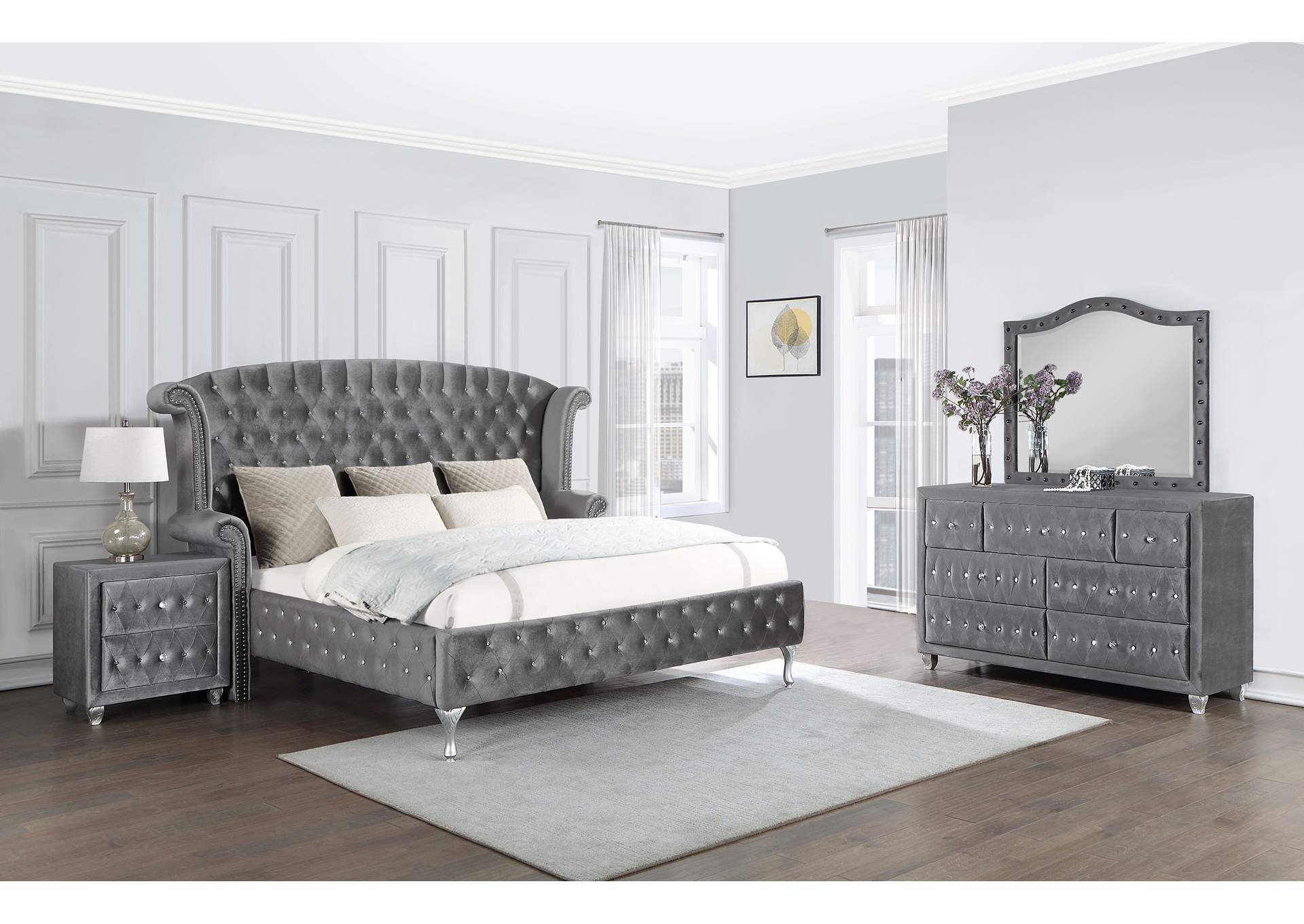 Deanna Upholstered Tufted Bedroom Set Grey,Coaster Furniture