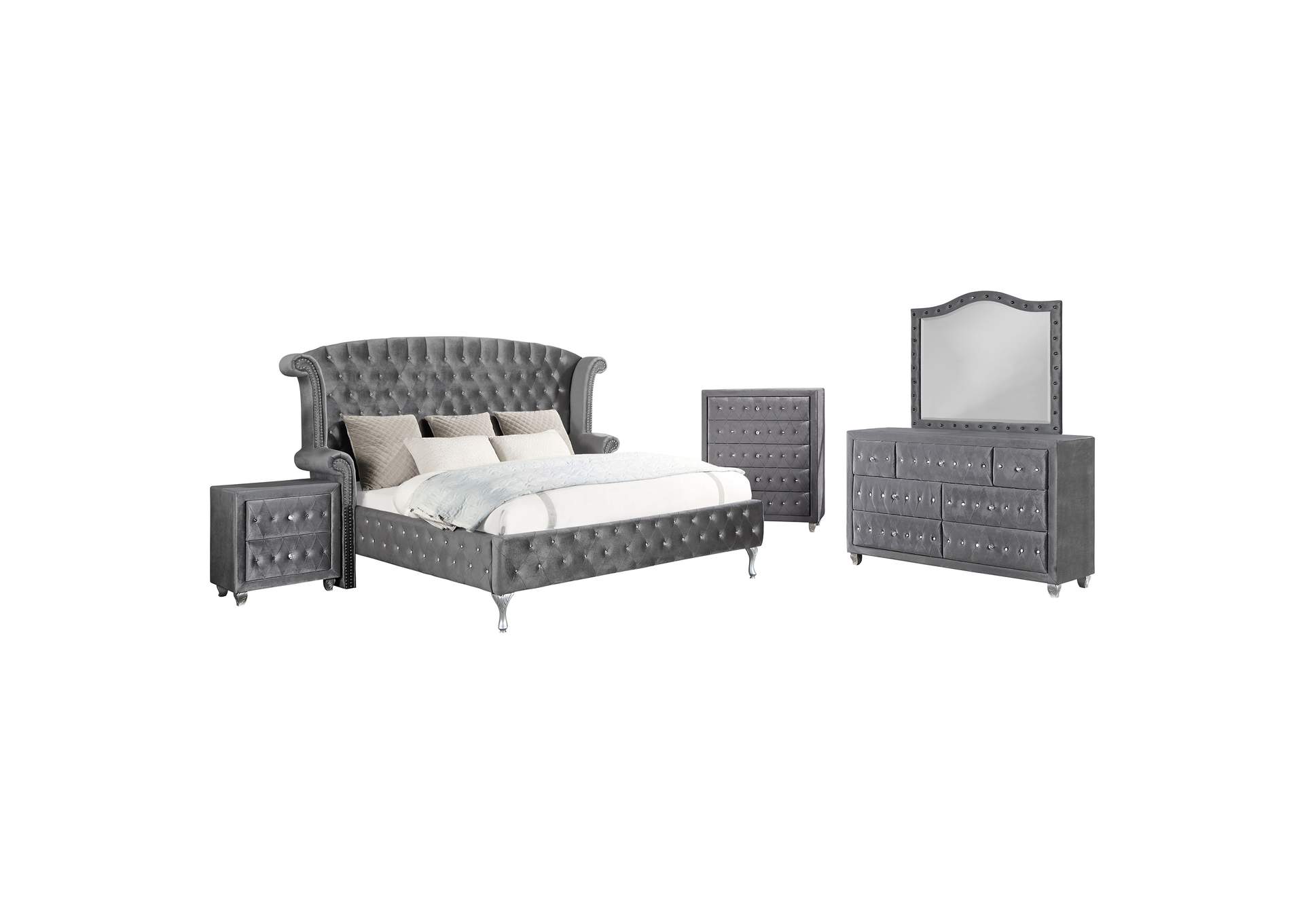 Deanna Upholstered Tufted Bedroom Set Grey,Coaster Furniture