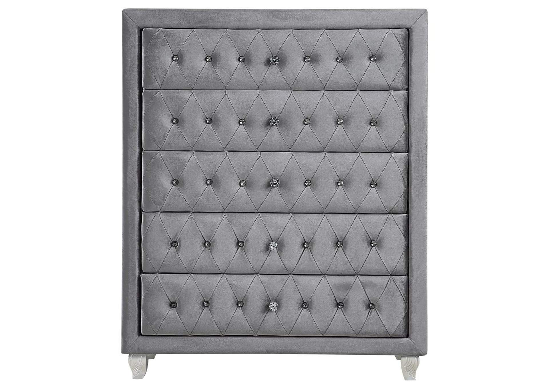 Deanna Upholstered Tufted Bedroom Set Grey American Furniture