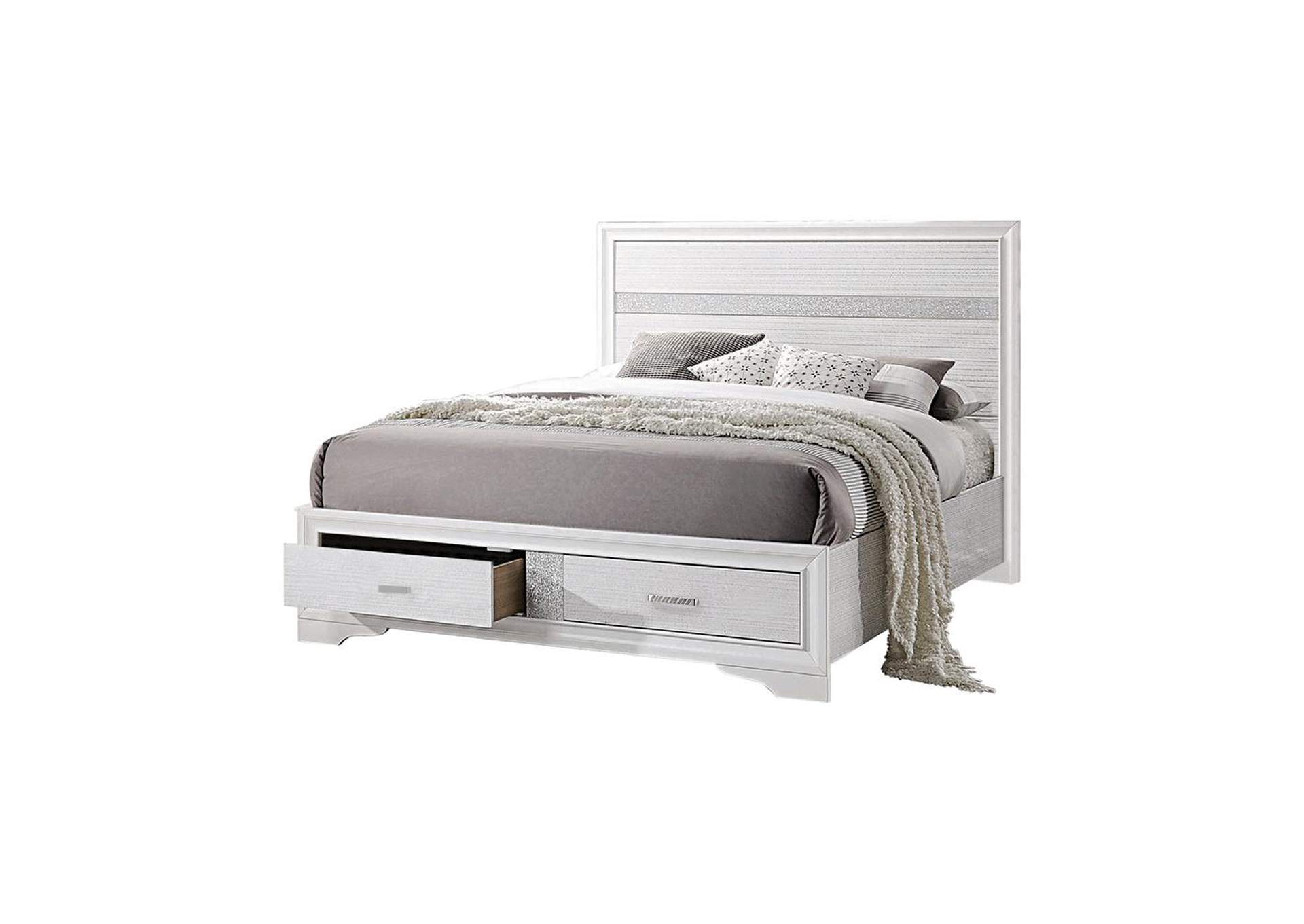 White Miranda Contemporary White Queen Storage Bed,Coaster Furniture
