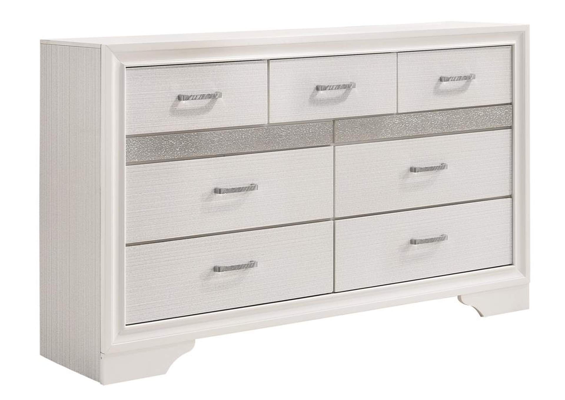 White Miranda Modern Seven Drawer, All White Dresser
