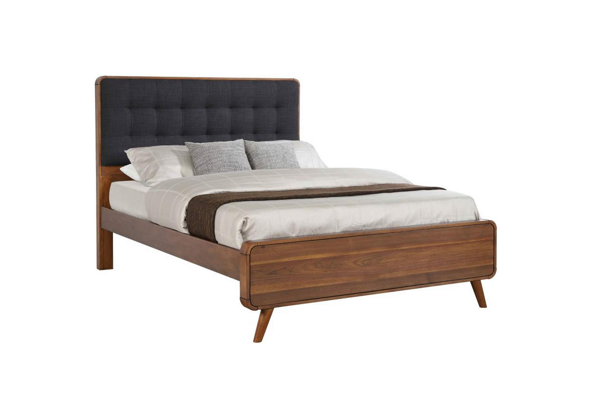 Robyn Eastern King Bed With Upholstered Headboard Dark Walnut,Coaster Furniture
