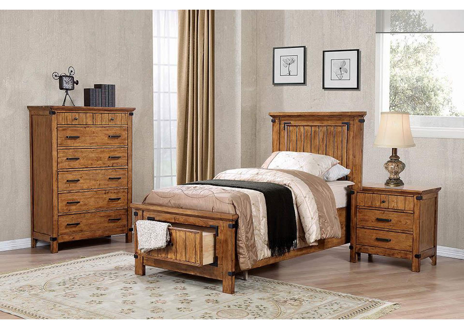 Brenner Rustic Honey Twin Bed,Coaster Furniture
