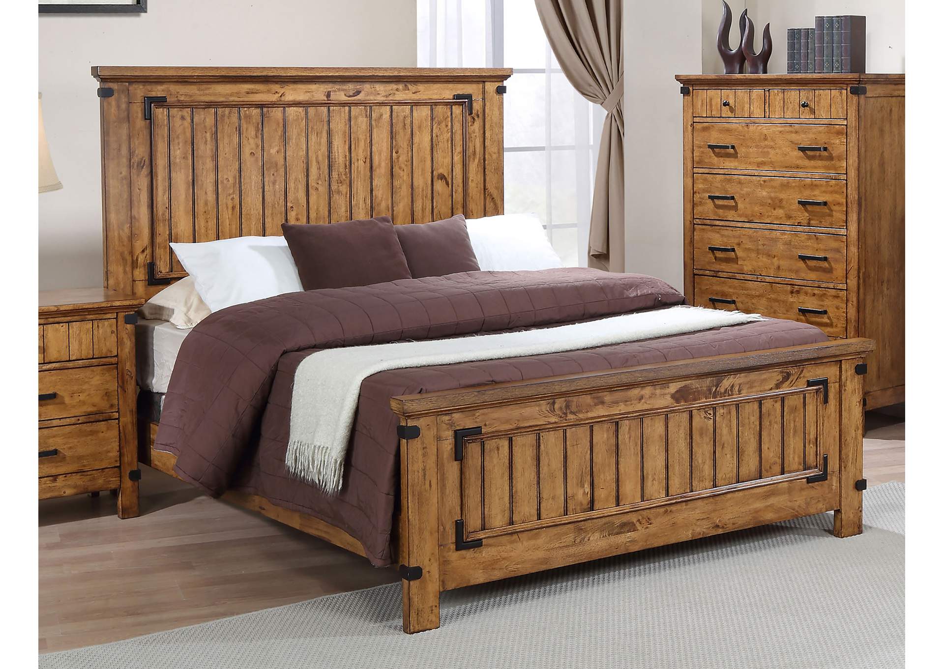 Brenner Eastern King Panel Bed Rustic Honey,Coaster Furniture