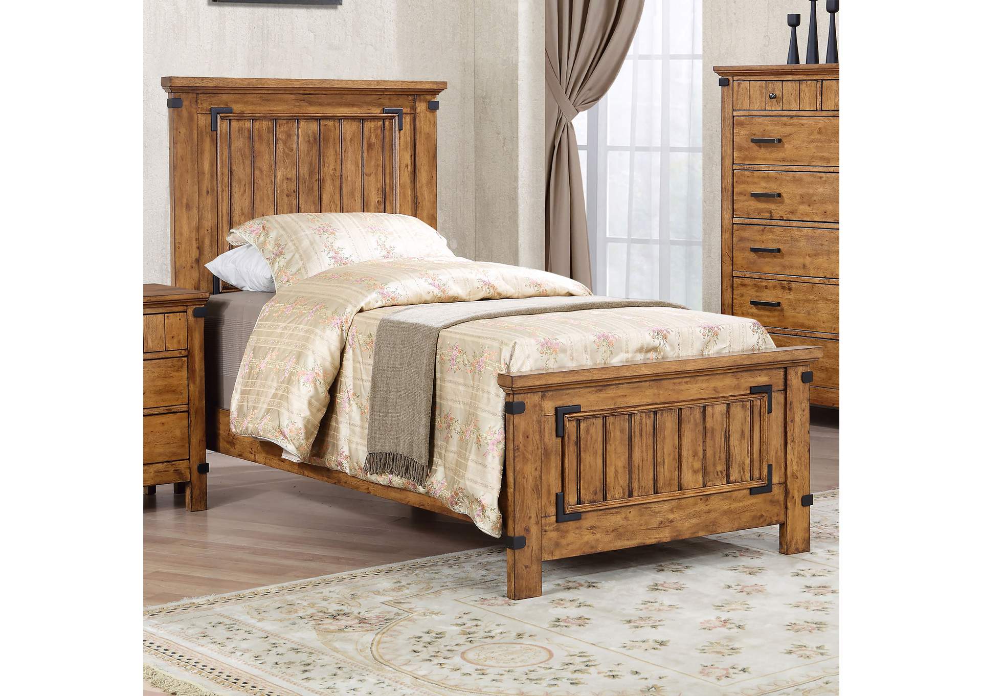 Brenner Twin Panel Bed Rustic Honey,Coaster Furniture