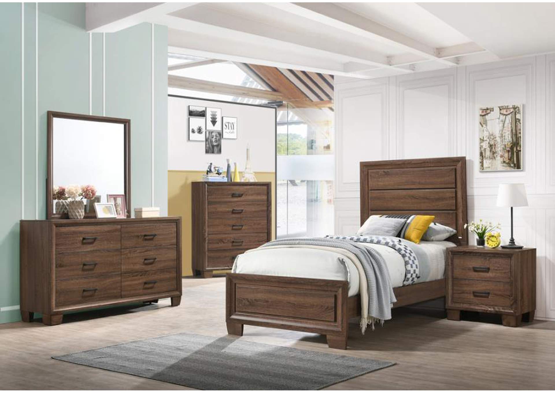 Brandon Twin Panel Bed Medium Warm Brown,Coaster Furniture