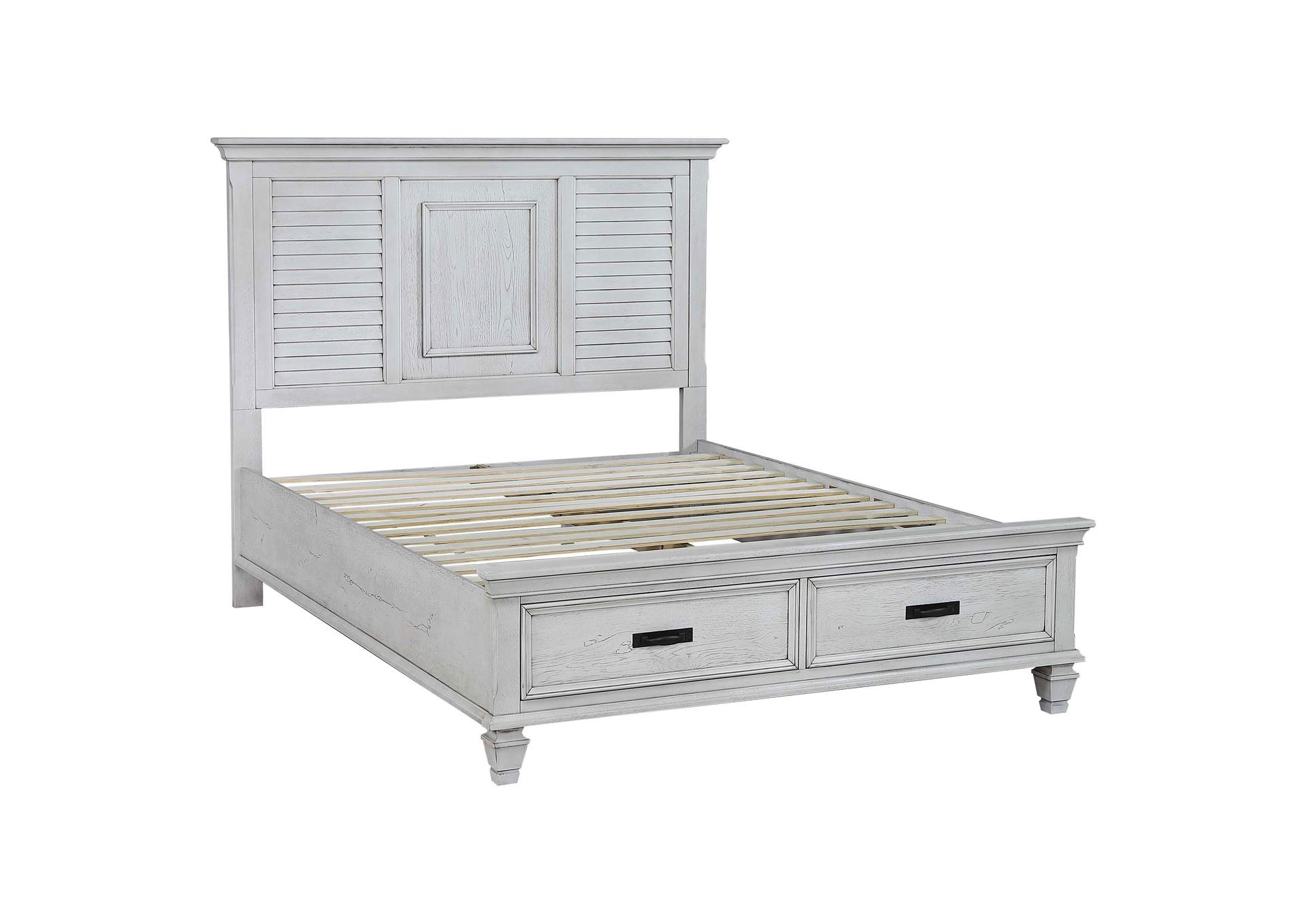 Franco 4-piece Eastern King Storage Bedroom Set Antique White,Coaster Furniture