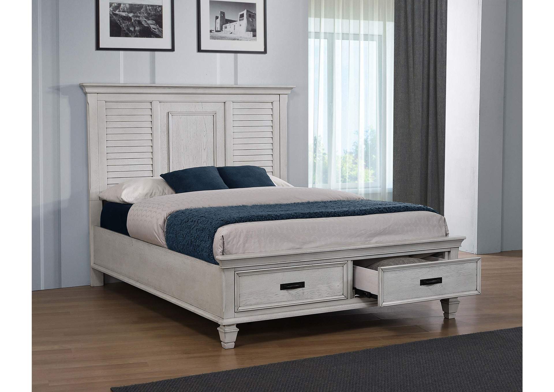 Franco Eastern King Storage Bed Antique White,Coaster Furniture