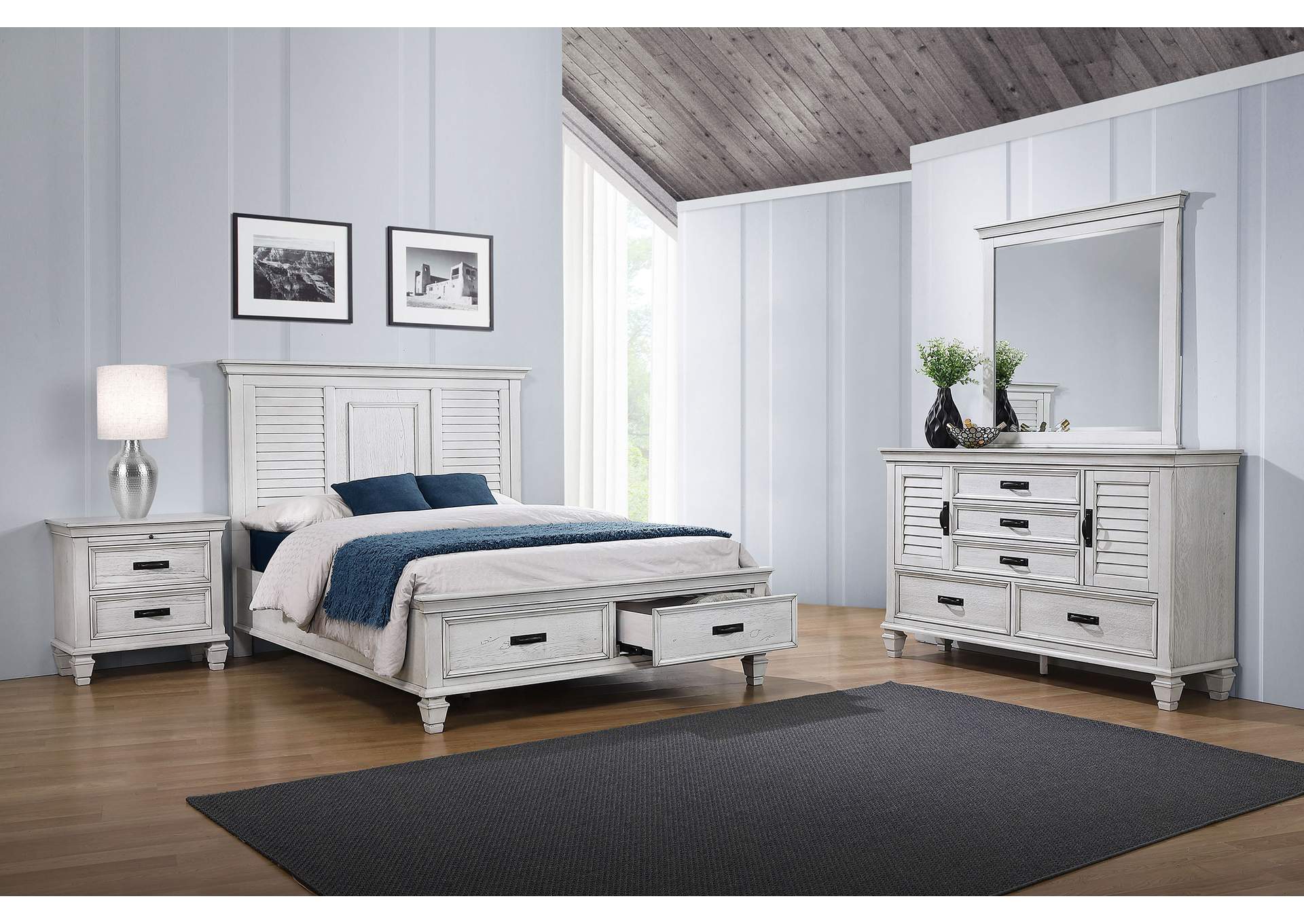 Franco 4-piece California King Storage Bedroom Set Antique White,Coaster Furniture