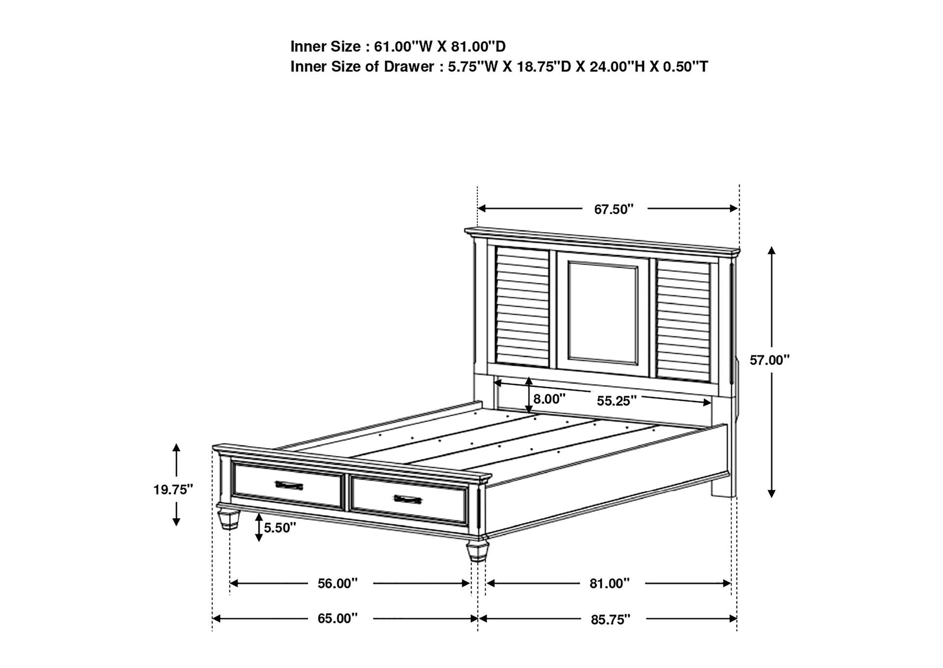 Franco 4-piece Queen Storage Bedroom Set Antique White,Coaster Furniture