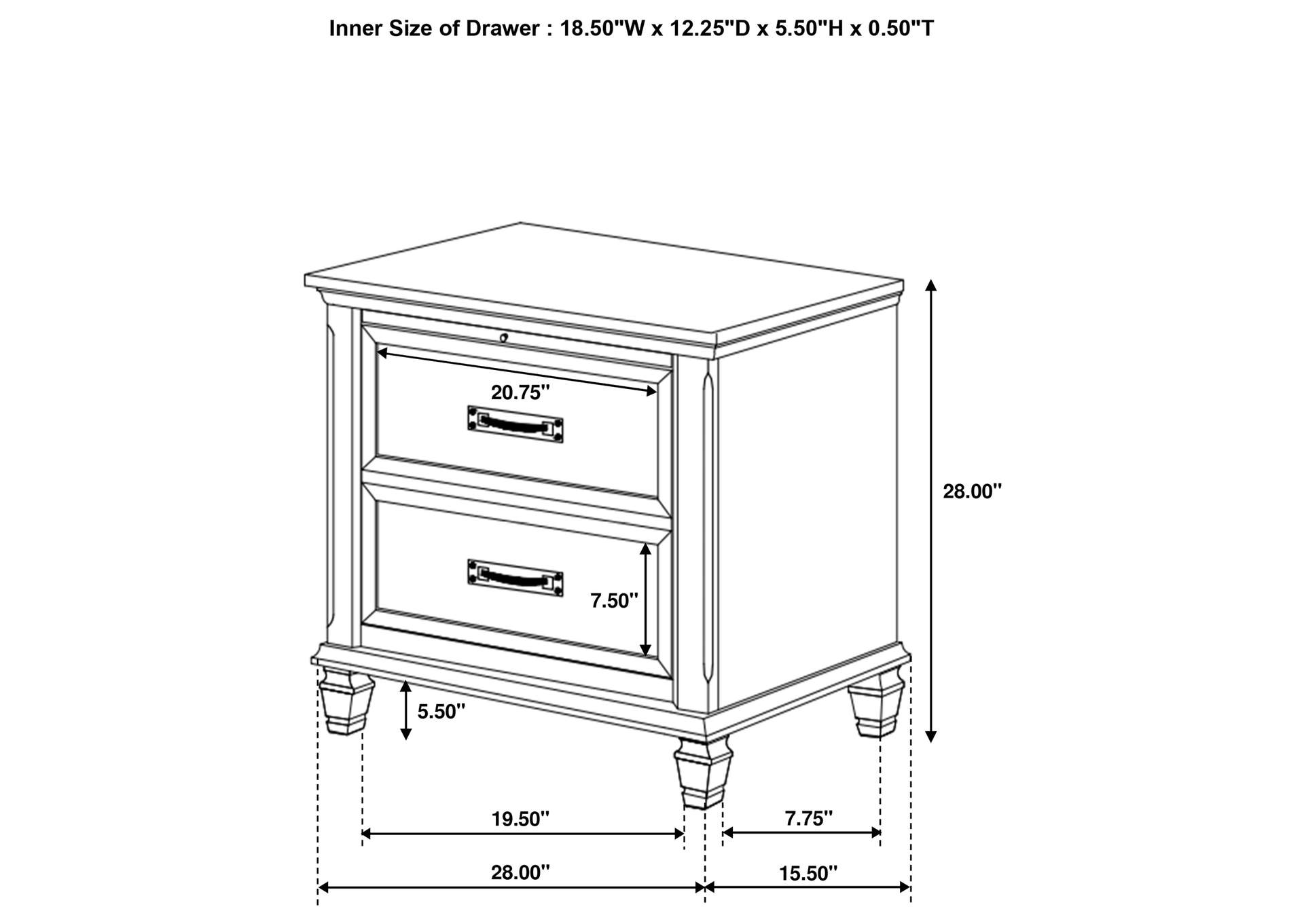 Franco 4-piece Queen Storage Bedroom Set Antique White,Coaster Furniture