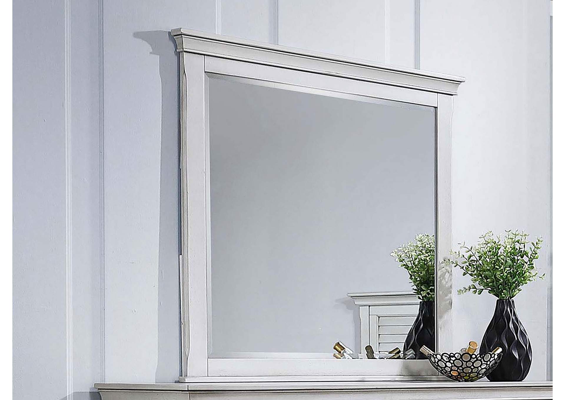 Franco Rectangular Mirror Antique White,Coaster Furniture