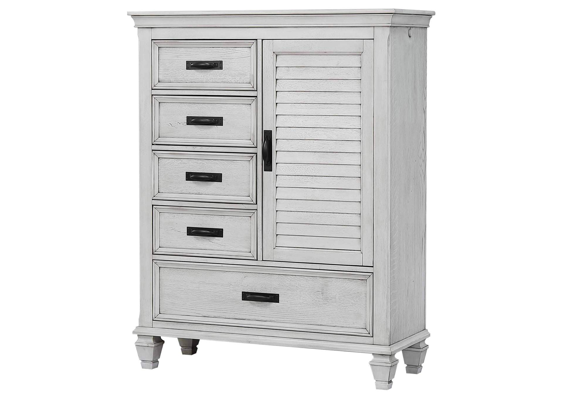 Franco 5-drawer Door Chest Antique White,Coaster Furniture