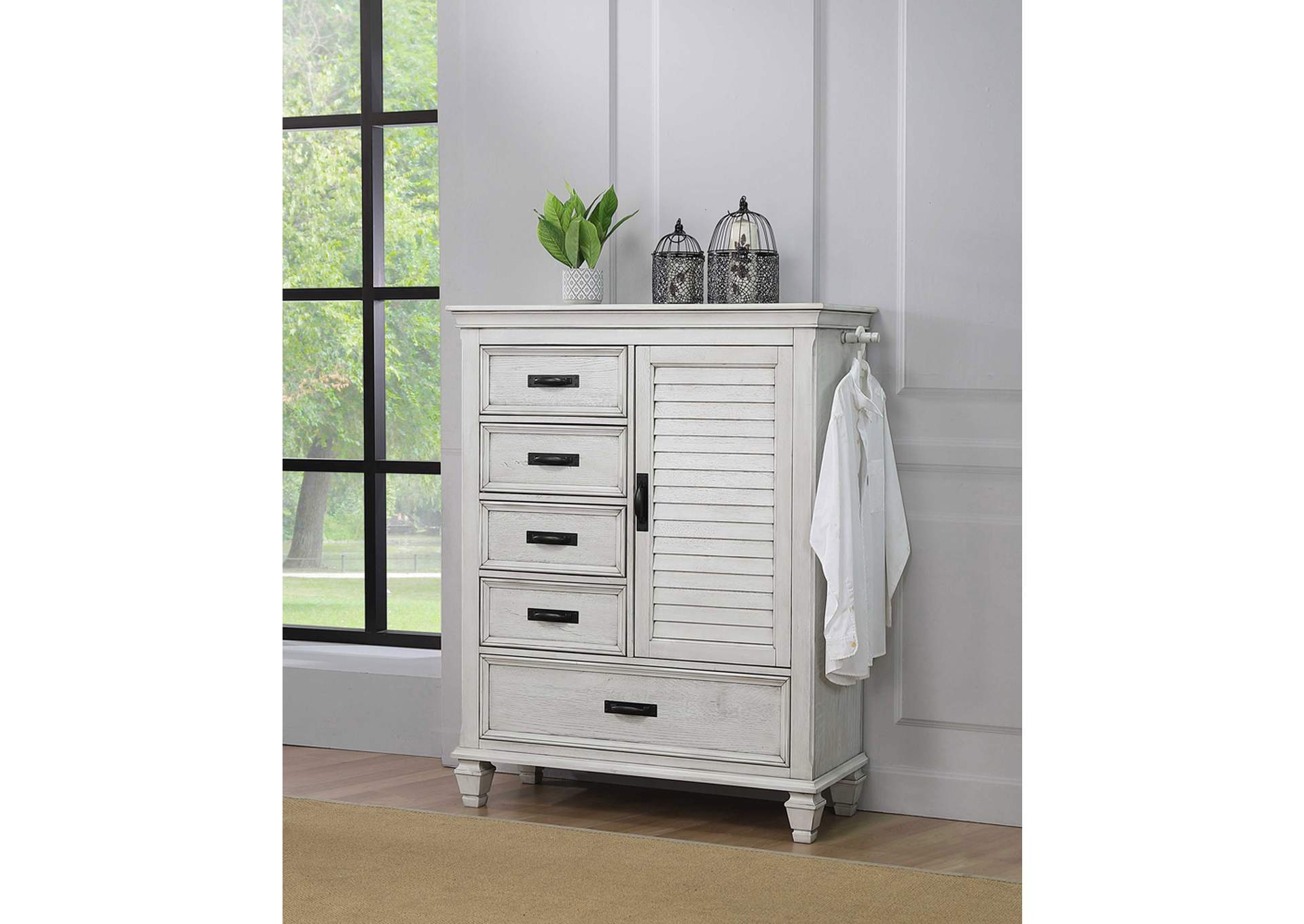 Franco 5-drawer Door Chest Antique White,Coaster Furniture