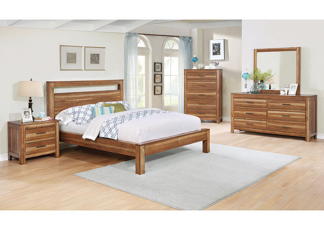 Natural Brown Eastern King Bed w/Dresser and Mirror,ABF Coaster Furniture