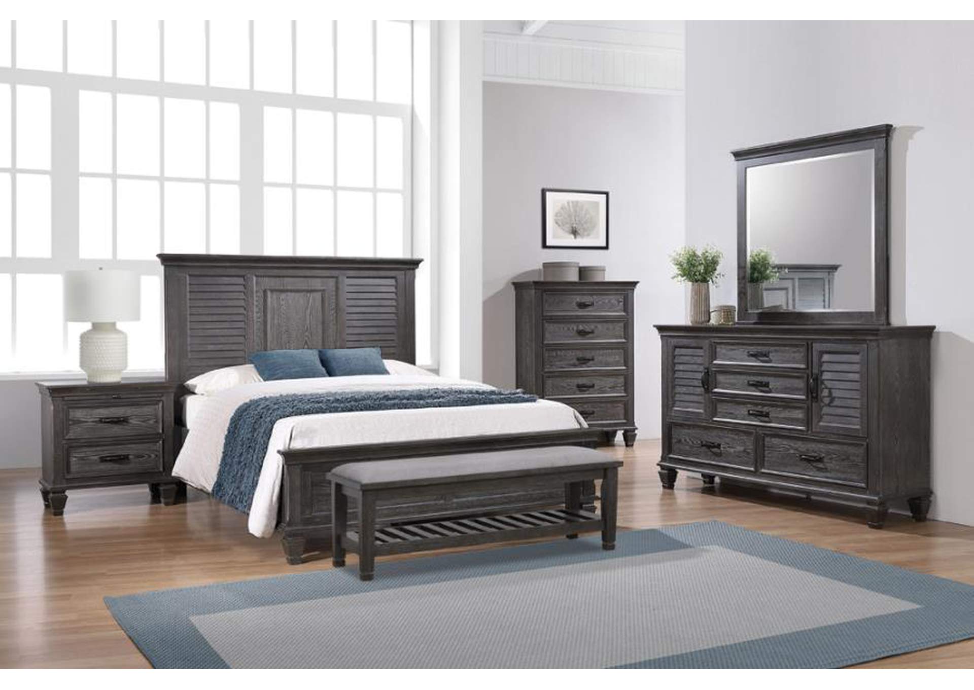 Franco 4-Piece Eastern King Panel Bedroom Set Weathered Sage,Coaster Furniture