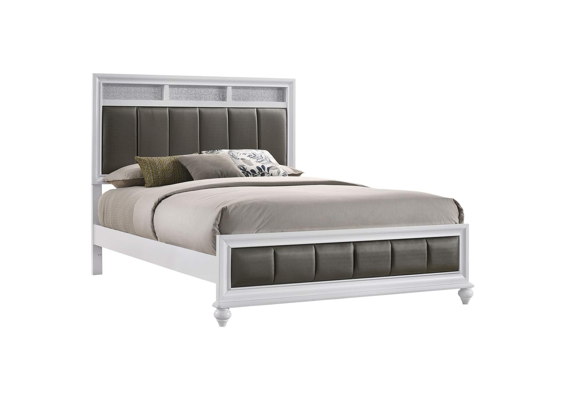Barzini Queen Upholstered Panel Bed White,Coaster Furniture