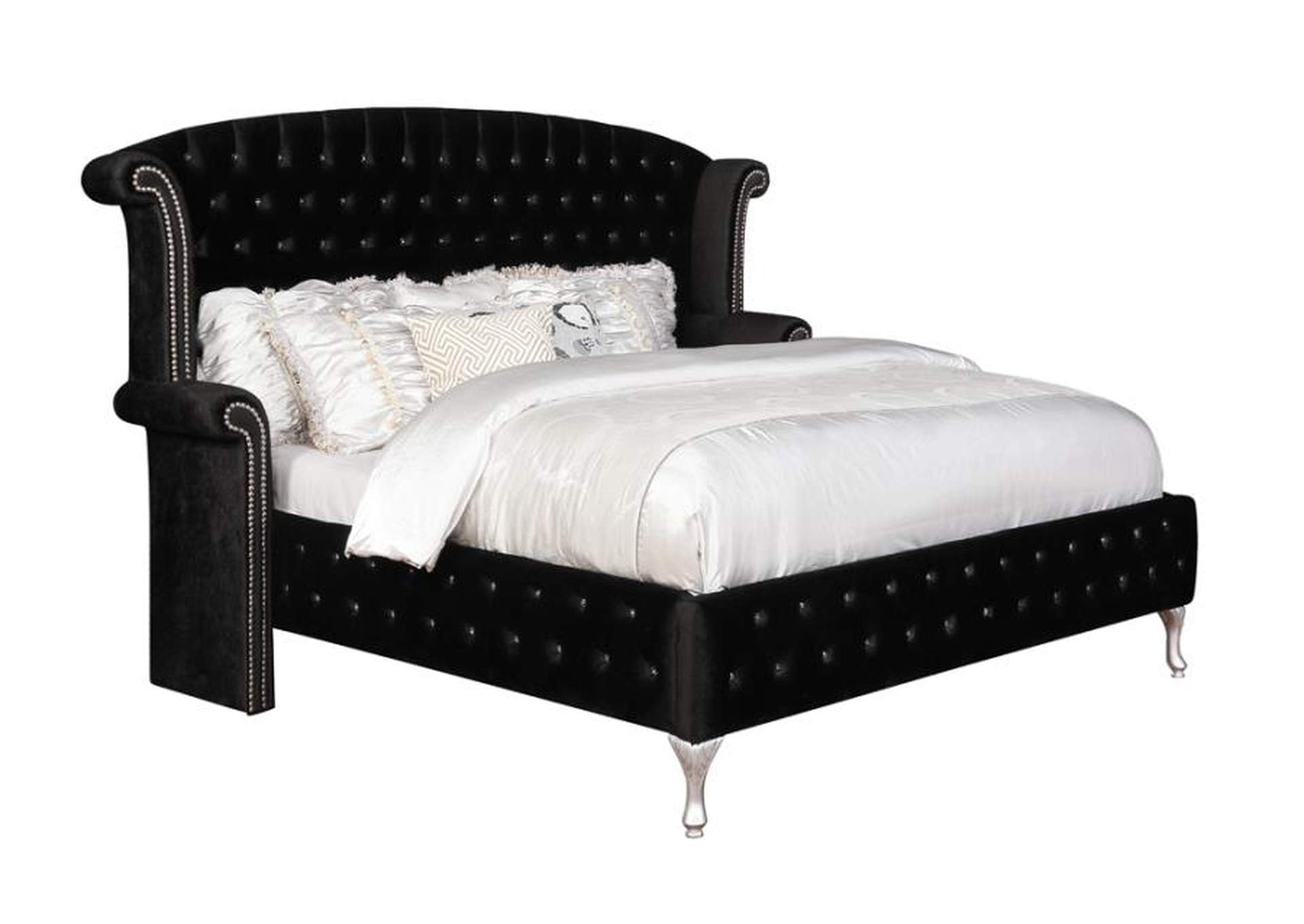 Deanna Eastern King Tufted Upholstered Bed Black,Coaster Furniture