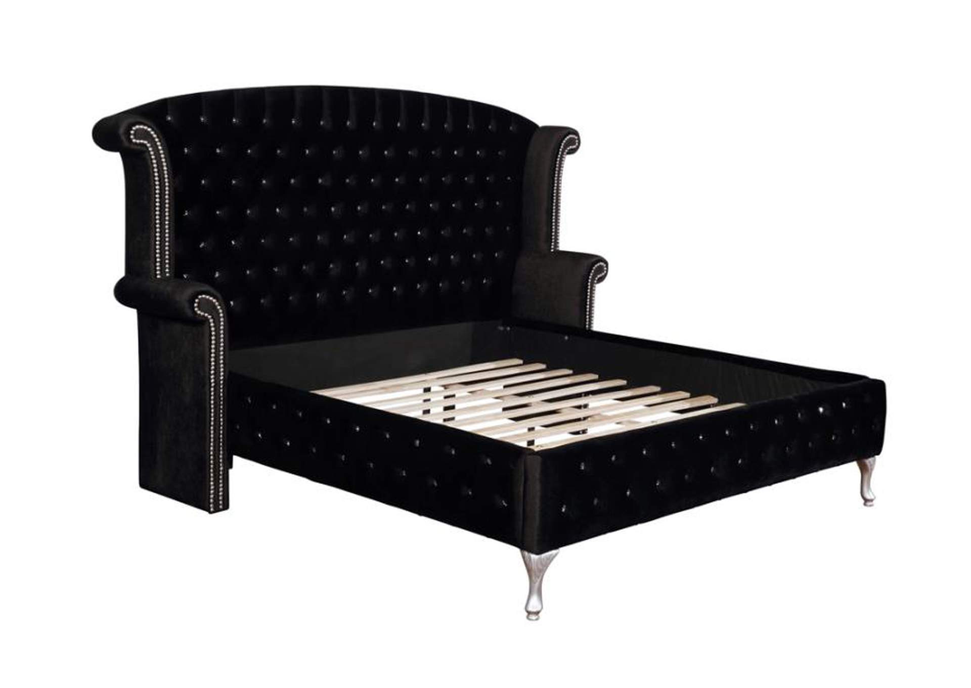 Deanna Queen Tufted Upholstered Bed Black,Coaster Furniture