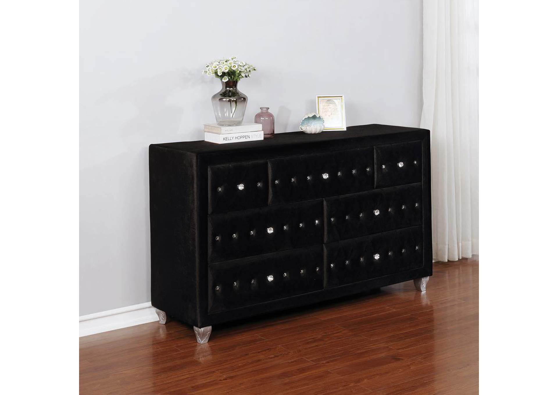 Metallic Deanna Contemporary Black And Metallic Dresser,Coaster Furniture