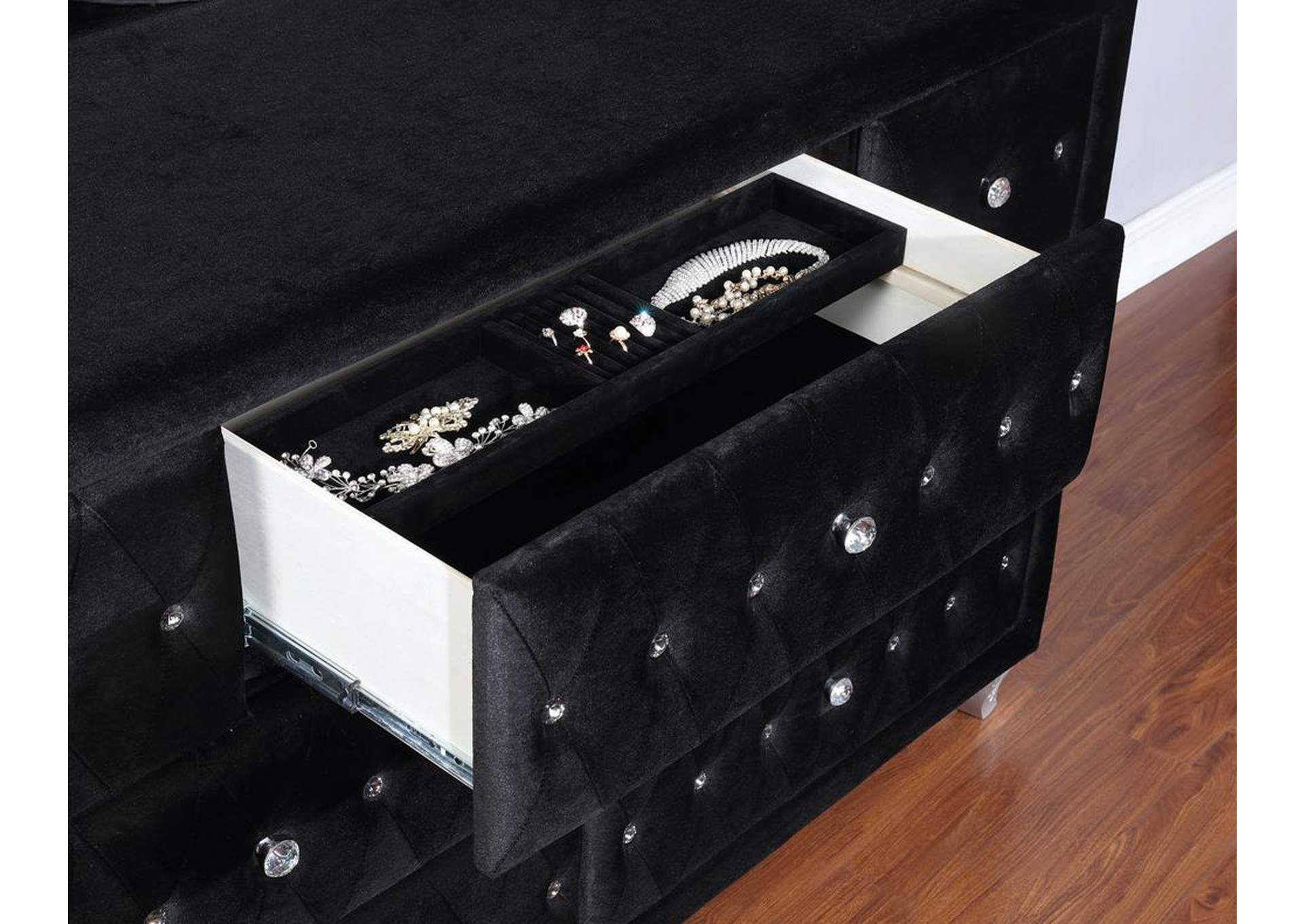 Deanna Metallic Black Dresser and Mirror,Coaster Furniture