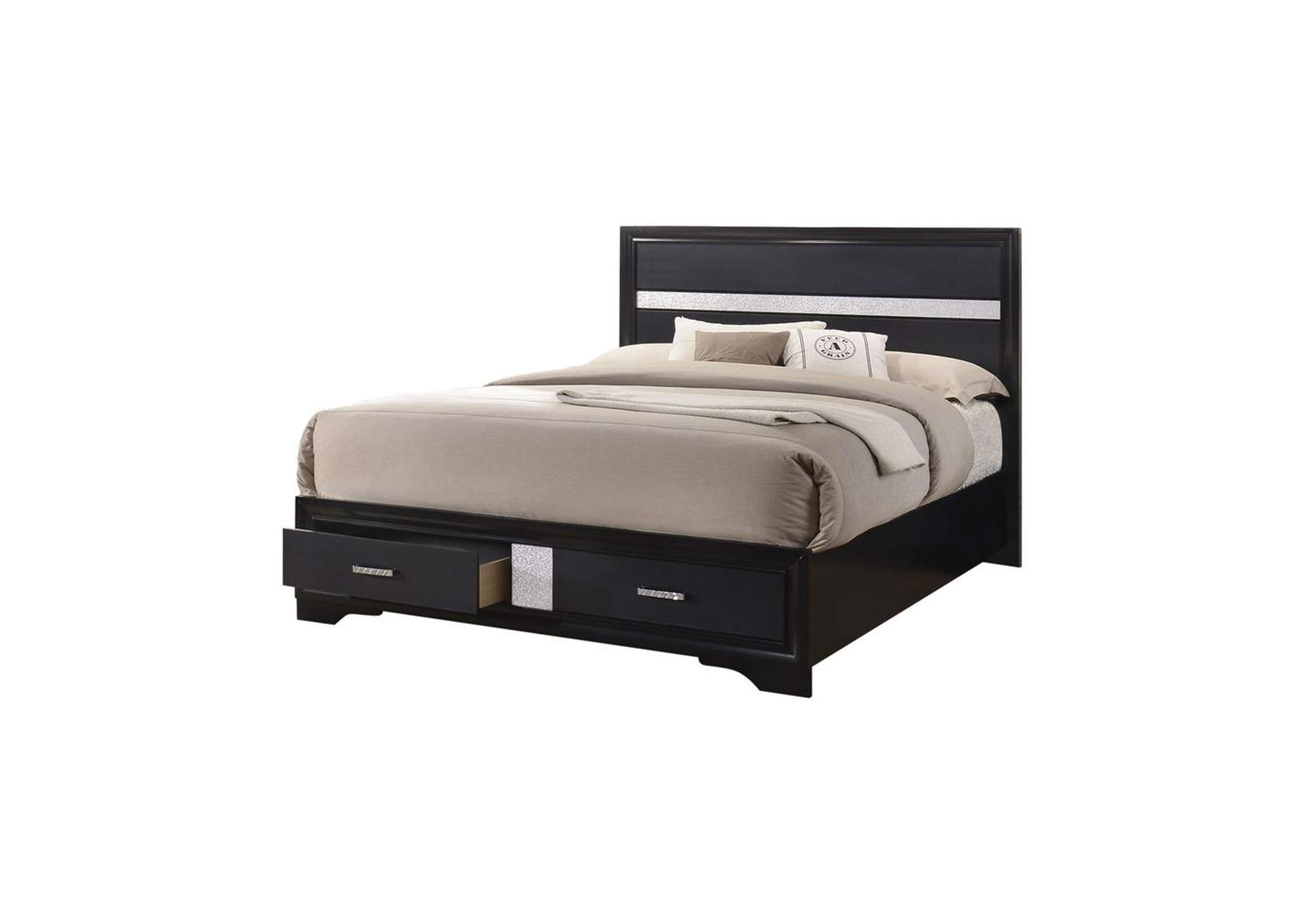 Black Miranda Contemporary Queen, Black Bed Frame With Drawers Queen